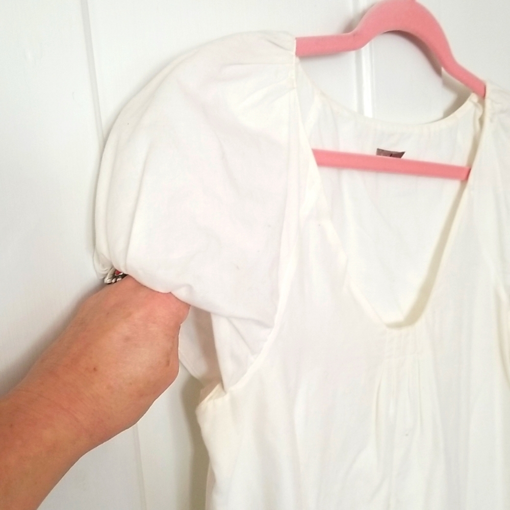 Halogen 100% Cotton Smock Farmhouse Cottage dress Eyelet trim S